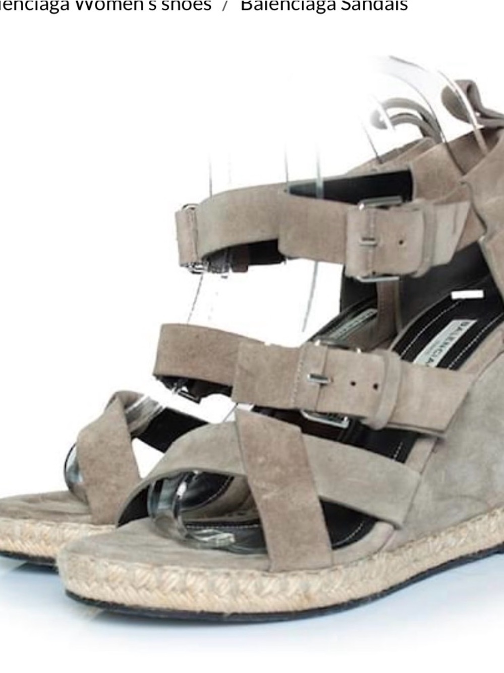 Balenciaga Taupe Suede Espadrille Wedge Sandals
